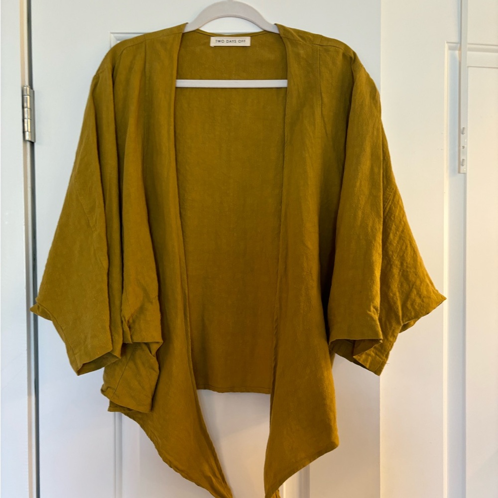 Chartreuse Linen Cardigan